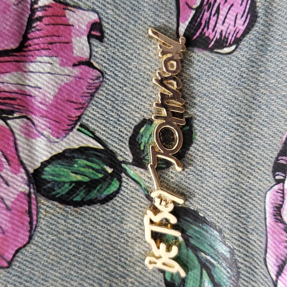 Fabulous Betsey Johnson Big Bow Denim Rose Print Shoulder Straps Tote - Picture 6 of 15